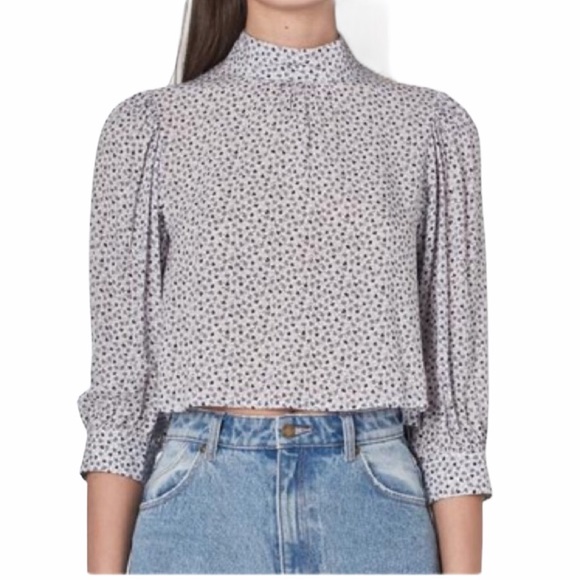 Rolla’s Stephanie Clover Puff Sleeve Blouse White - Picture 1 of 8